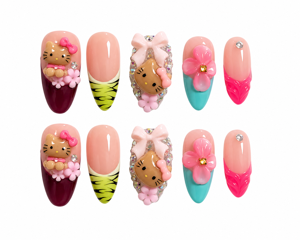 Hello kitty inspired press-on nails