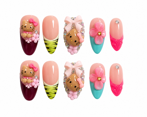 Hello kitty inspired press-on nails