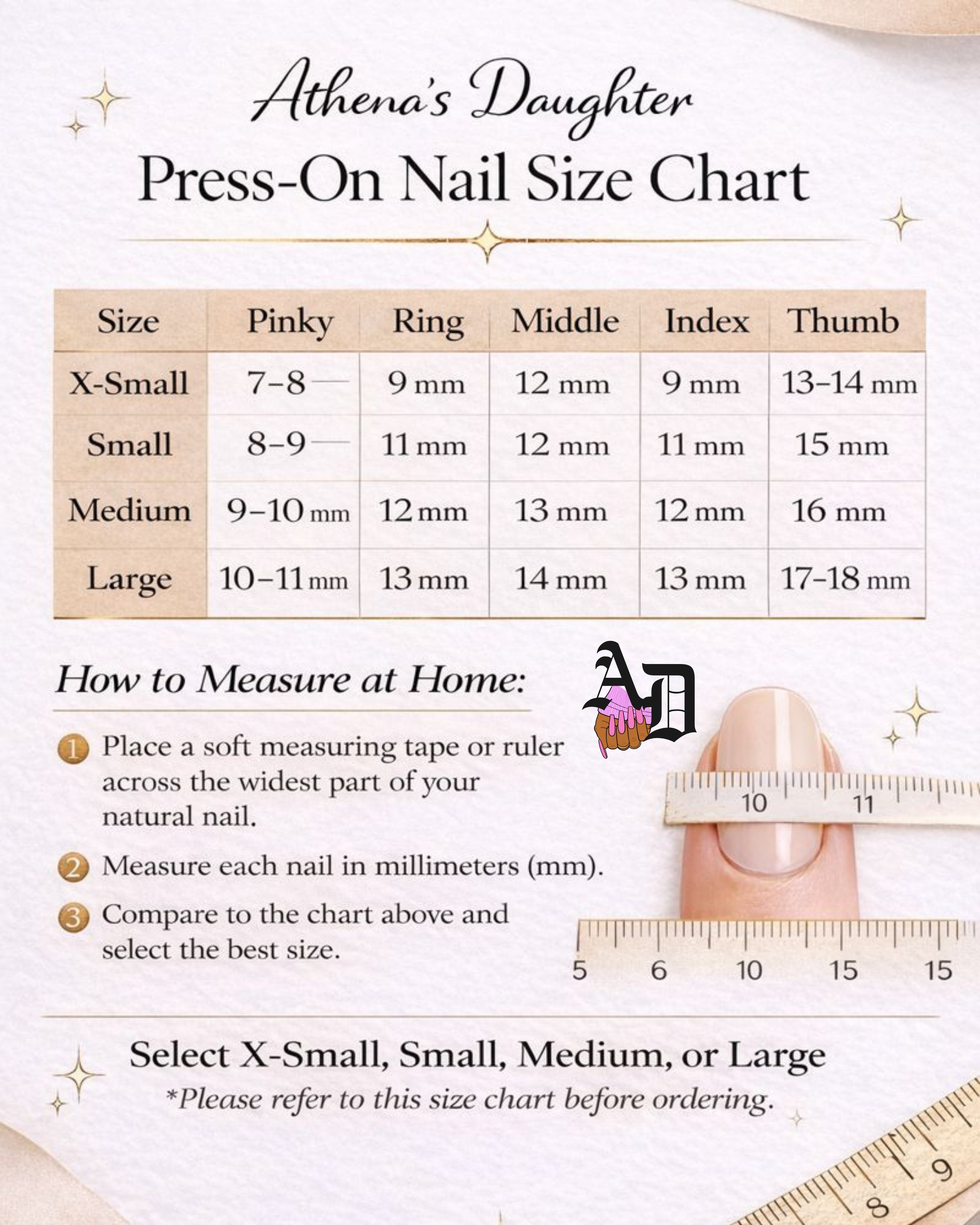 press-on nail size guide