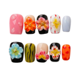 Set of 10 colorful nail art designs on a white background